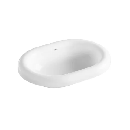 Vitra Liquid Tezgah Üstü Lavabo Oval Kompakt 53x40 cm Beyaz - 7300B403-0016 - Yarım Tezgah Lavabo, Tezgah Üstü Lavabo