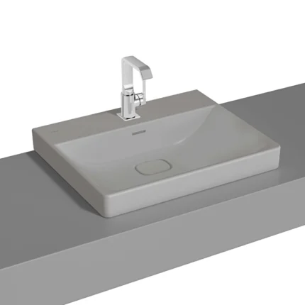 Vitra Metropole Çanak Lavabo 60x47 cm Tek Armatür Delikli, Su Taşma Delikli, Mat Taş Gri - 7526B076-0973 - Çanak Lavabo