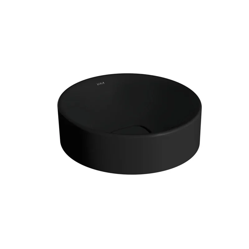 Vitra Metropole Çanak Lavabo Yuvarlak, Kompakt, 40x38 cm Armatür Deliksiz, Su Taşma Deliksiz, Mat Siyah - 7542B083-1398 - Çanak Lavabo
