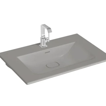 Vitra Metropole Etajerli Lavabo 80x53 cm Mat Taş Gri - 7538B076-0001 - Etajerli Lavabo