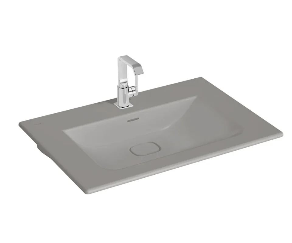Vitra Metropole Etajerli Lavabo 80x53 cm Mat Taş Gri - 7538B076-0001 - Etajerli Lavabo