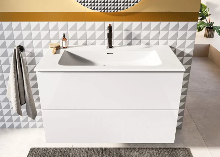 Vitra Metropole Etajerli Lavabo Dikdörtgen 100x53 cm Mat Beyaz - 7539B001-0001 - Etajerli Lavabo - 1