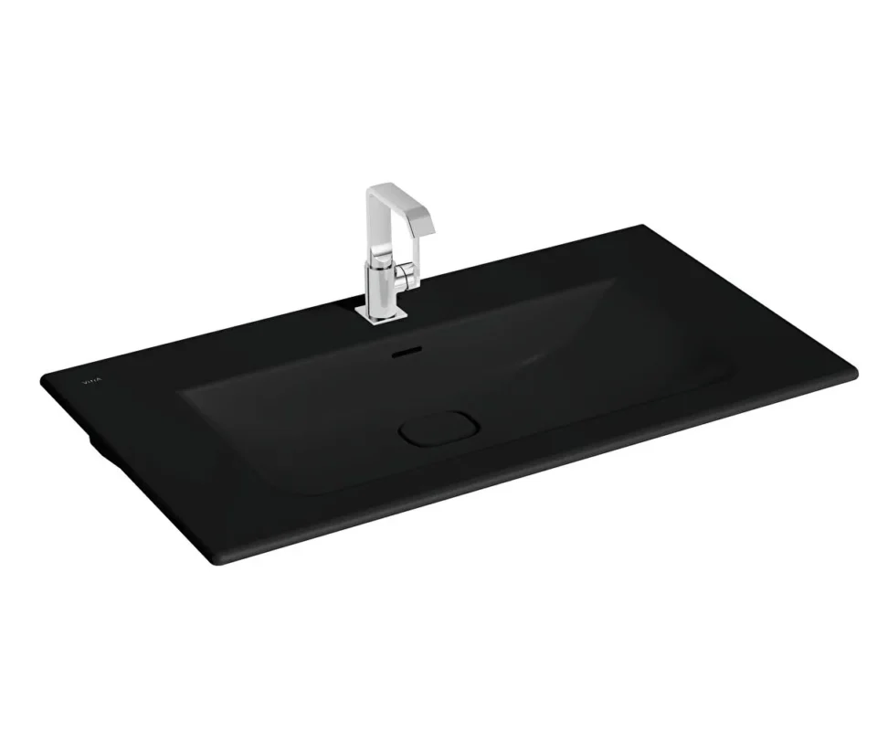 Vitra Metropole Etajerli Lavabo Dikdörtgen 100x53 cm Mat Siyah - 7539B083-0001 - Etajerli Lavabo