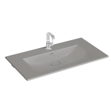 Vitra Metropole Etajerli Lavabo Dikdörtgen 100x53 cm Mat Taş Gri - 7539B076-0001 - Etajerli Lavabo