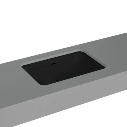 Vitra Metropole Tezgahaltı Lavabo Dikdörtgen, 60x40 cm Armatür Deliksiz, Su Taşma Delikli, Mat Siyah - 7535B083-1082 - Tezgah Altı Hilton Lavabo