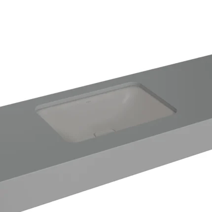 Vitra Metropole Tezgahaltı Lavabo Dikdörtgen, 60x40 cm Armatür Deliksiz, Su Taşma Deliksiz, Mat Taş Gri - 7535B076-1083 - Tezgah Altı Hilton Lavabo