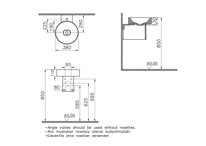Vitra Metropole Yarım Ayak Mat Siyah - 7543B083-1890 - Lavabo Ayakları - 2
