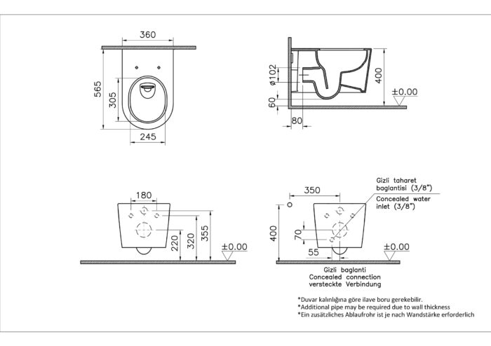 Vitra Nest QuantumFlush Kanalsız Asma Klozet - 7870B403-0090 - Asma Klozet - 8
