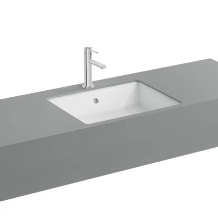 Vitra Nuo Tezgahaltı Lavabo Dikdörtgen, Kompakt, 50x38 cm Armatür Deliksiz, Su Taşma Delikli, Beyaz - 7436B003-1082 - Tezgah Altı Hilton Lavabo