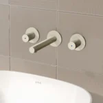 Vitra Origin Ankastre Lavabo Bataryası Sıva Üstü Grubu, Üç Rozetli, Fırçalı Nikel