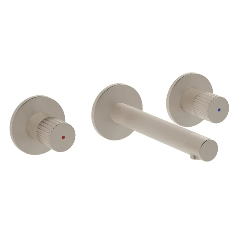 Vitra Origin Ankastre Lavabo Bataryası Sıva Üstü Grubu, Üç Rozetli, Fırçalı Nikel - A4258234 - Ankastre Lavabo Bataryası, Üç Delikli Lavabo Bataryası