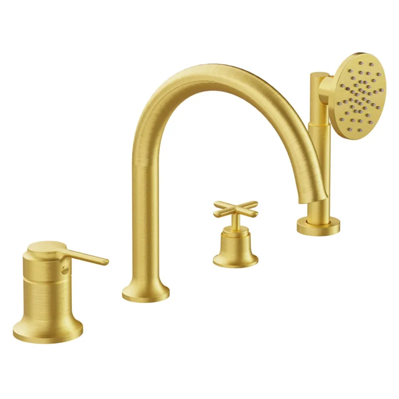 Vitra Origin Classic Küvet Bataryası Küvet Üzeri Kullanım, 4 Delikli, Fırçalı Altın - A4290025 - Ankastre Küvet Bataryası