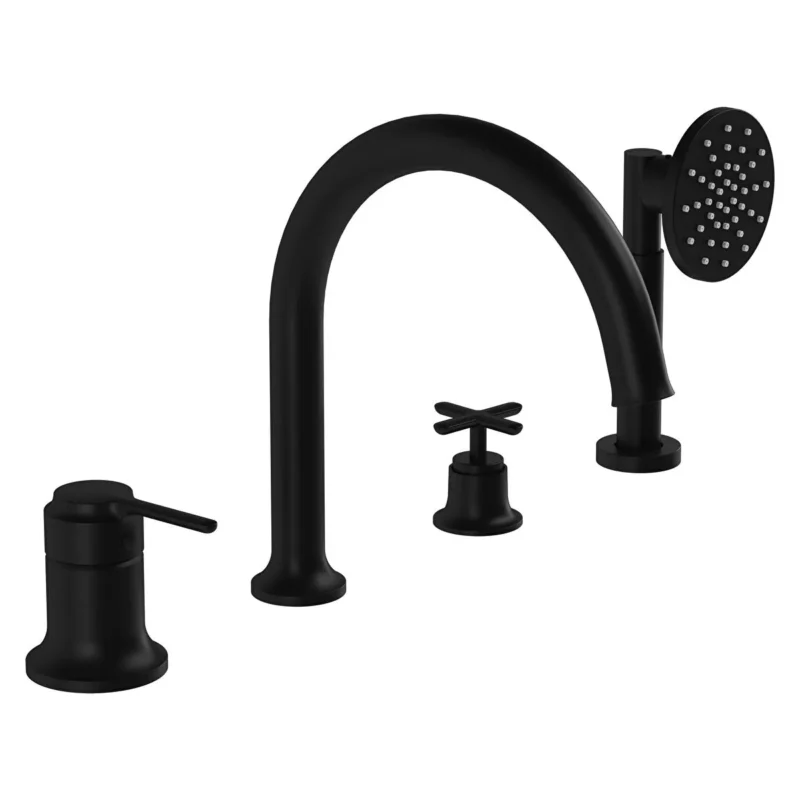 Vitra Origin Classic Küvet Bataryası Küvet Üzeri Kullanım, 4 Delikli, Mat Siyah - A4290036 - Ankastre Küvet Bataryası