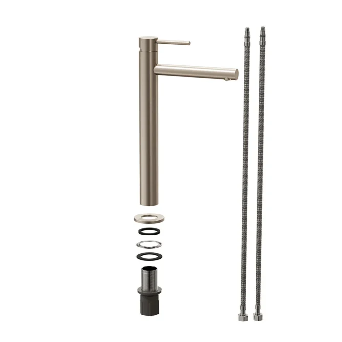 Vitra Origin Lavabo Bataryası Yüksek, Uzun Çıkış Ucu, Fırçalı Nikel - A4255834 - Çanak Lavabo Bataryası - 2