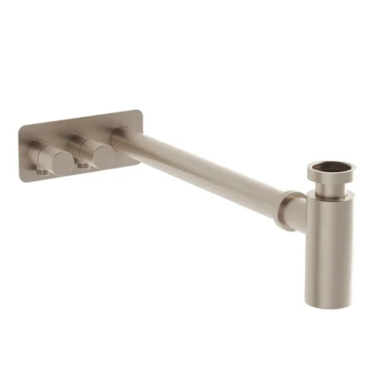 Vitra Origin Lavabo Sifon Seti Asimetrik, Rozetli, Fırçalı Nikel - A4515634 - Basmalı Sifon , Gider (Pop-Up)