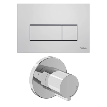 Vitra Root Square Panel Seti, Stop Valf Sıva Üstü Dahil (740-2380+A41461GR) - 800-2032 - Stop Valf, Kumanda Panelleri (Gömme Rezervuar Butonları)