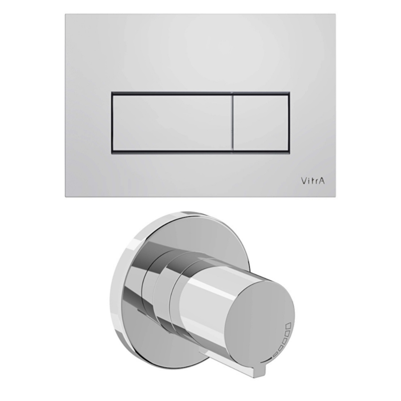 Vitra Root Square Panel Seti, Stop Valf Sıva Üstü Dahil (740-2380+A41461GR) - 800-2032 - Ankastre Stop Valf, Kumanda Paneli