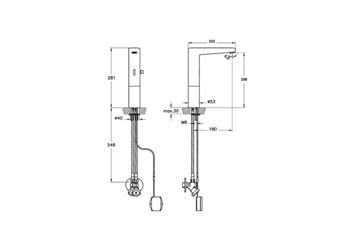 Vitra Root Square Temassız Çanak Lavabo Bataryası Pilli, Çift Su Girişli, Krom - A47129 - Fotoselli Çanak Lavabo Bataryası - 1