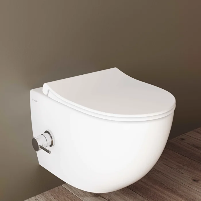 Vitra Sento Asma Klozet 54 cm, Entegre Termostatik Ara Musluklu - 4448B003-7211 - Entegre Ara Musluklu Klozet - 1