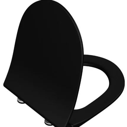 Vitra Sento Klozet Kapağı Slim, Duroplast, Üstten Sıkmalı Yavaş Kapanır, Kolay Sök-Tak, Metal Menteşeli, Mat Siyah - 120-483R009 - Klozet Kapağı