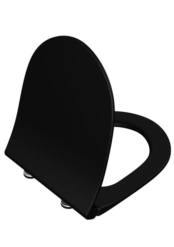 Vitra Sento Klozet Kapağı Slim, Duroplast, Üstten Sıkmalı Yavaş Kapanır, Metal Menteşeli, Mat Siyah - 120-483-009 - Klozet Kapağı