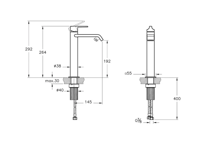 Vitra Suit Y,üksek Lavabo Bataryası Üstten Kumandalı, Soft Altın