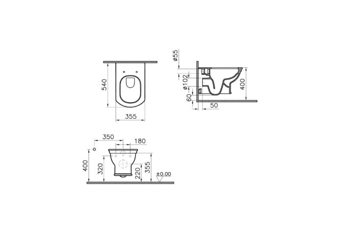 Vitra Valarte Asma Klozet Rim-ex, Gizli Montajlı, 54 cm Beyaz - 7805B403-0090 - Asma Klozet - 4