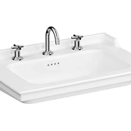 Vitra Valarte Etajerli Lavabo 80x53 cm Üç Armatür Delikli, Su Taşma Delikli, Beyaz - 7802B403-0033 - Etajerli Lavabo