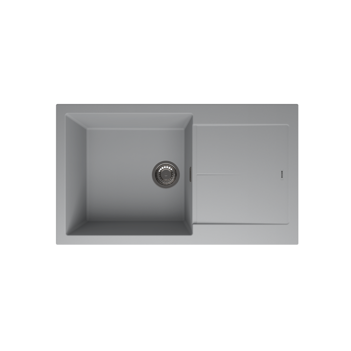 Bocchi Prato 860x500 Tek Gözlü Damlalıklı Urban Grey - GE-077-8610 - Granit Mutfak Eviyeleri - 1