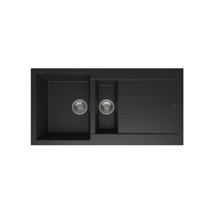 Bocchi Prato 990x500 1.5 Gözlü Damlalıklı Deep Black - GE-074-9915 - Granit Mutfak Eviyeleri - 1