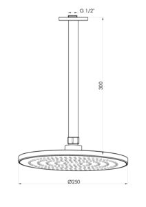 GPD Ankastre Duş Başlığı Tavandan Ø250 Krom ADS16 - ADS16 - Tepe Duşları - 1