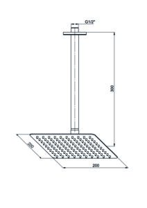 GPD Ankastre Duş Başlığı Tavandan 200x200 Gold Pvd ADS17-A - ADS17-A - Tepe Duşları - 1