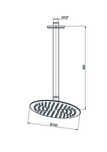 GPD Ankastre Duş Başlığı Tavandan Ø200 Siyah ADS18-S - ADS18-S - Tepe Duşları - 1