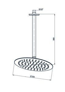 GPD Ankastre Duş Başlığı Tavandan Ø250 Siyah ADS20-S - ADS20-S - Tepe Duşları - 1