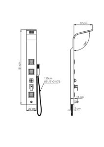 GPD Duş Paneli Alüminyum + Siyah DSP09 - DSP09 - Panel Duş Sistemleri, Duş Paneli ve Kolonu - 1