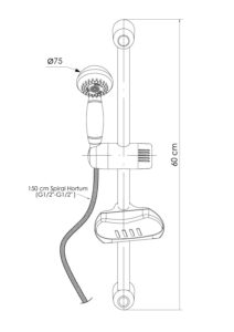 GPD Sürgülü Duş Seti 3 Fonksiyonlu Ø75 Krom DST16
