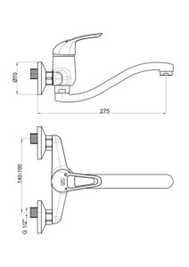 GPD Adrio Aplike Eviye Bataryası Krom MAE120 - MAE120 - Duvardan Eviye Bataryası - 1