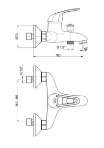 GPD Adrio Banyo Bataryası Krom MBB120 - MBB120 - Banyo Bataryası - 1