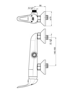 GPD Adrio Üstten Çıkışlı Duş Bataryası Krom MDU120