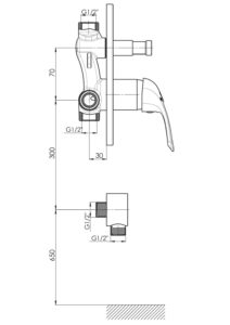 GPD Adrio Ankastre Kabin Bataryası Krom MKB120 - MKB120 - Ankastre Banyo Bataryası - 1