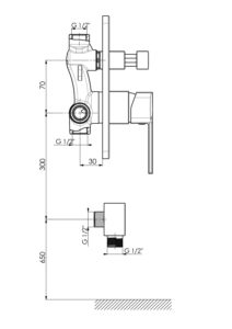GPD Pedra Ankastre Kabin Bataryası Siyah MKB160-S - MKB160-S - Ankastre Banyo Bataryası - 1