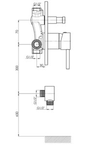 GPD Espina Ankastre Kabin Bataryası Krom MKB70 - MKB70 - Ankastre Banyo Bataryası - 1