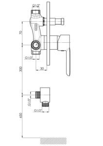 GPD Felis Ankastre Kabin Bataryası Krom MKB75 - MKB75 - Ankastre Banyo Bataryası - 1