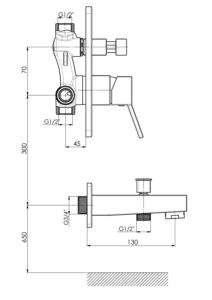 GPD Tulio Tam Ankastre Banyo Bataryası Krom MTA135