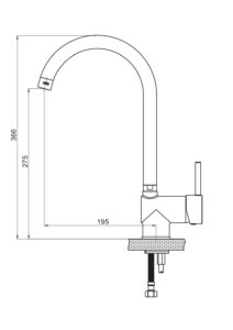 GPD Espina Tek Gövde Eviye Bataryası Siyah MTE70-S - MTE70-S - Mutfak Eviye Bataryası - 1