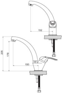 GPD Adrio Tek Gövde Lavabo Bataryası Siyah MTL120-S