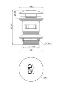GPD Pop-Up Ünitesi Basmalı-Normal/Taşma Delikli Krom PUP06