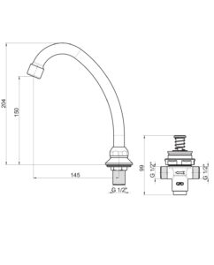 GPD Zaman Ayarlı Ankastre Eviye Bataryası Kapaksız Krom ZAE02