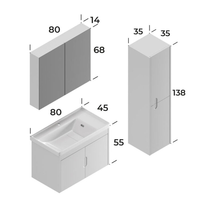 Smart Ada 80 cm Banyo Dolabı - ADA-80 - Banyo Dolapları - 1