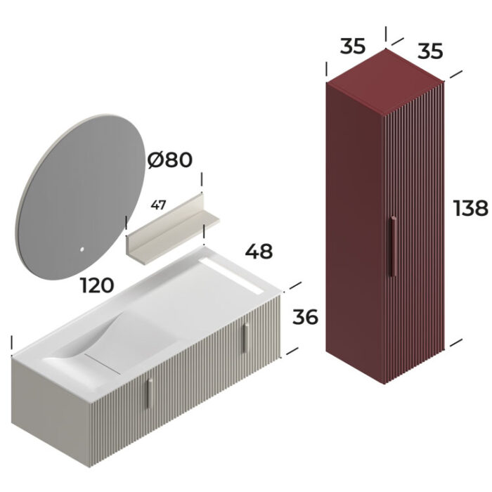 Smart Bari 120 cm Banyo Dolabı - BARİ-120 - Banyo Dolapları - 4
